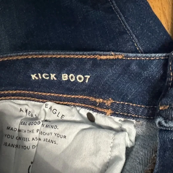 Women’s Kick boot American Eagle Outfitters Dark Blue Jeans 18 Short - Picture 4 of 6